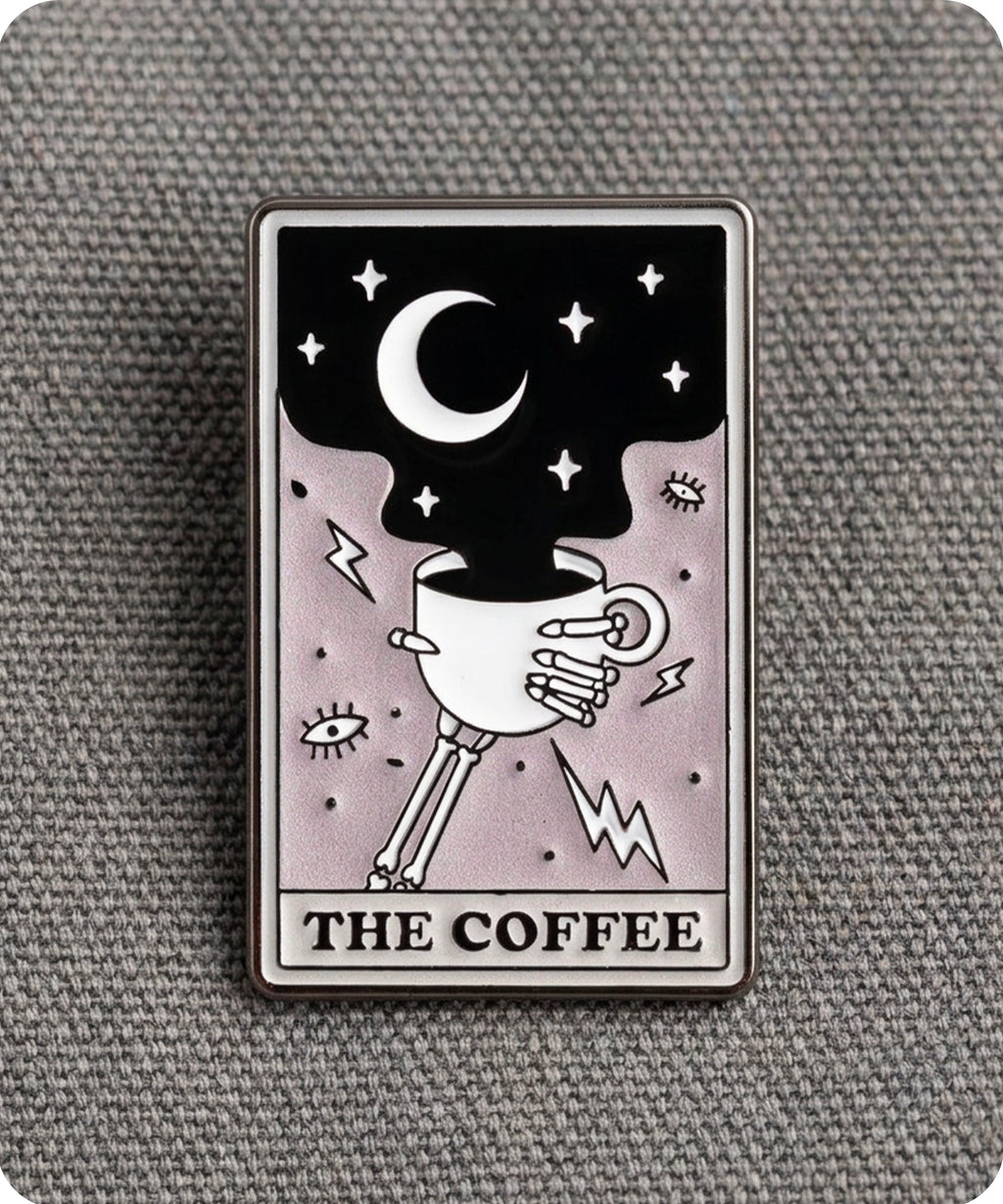 The Coffee Tarot Card Enamel Lapel Pin Badge