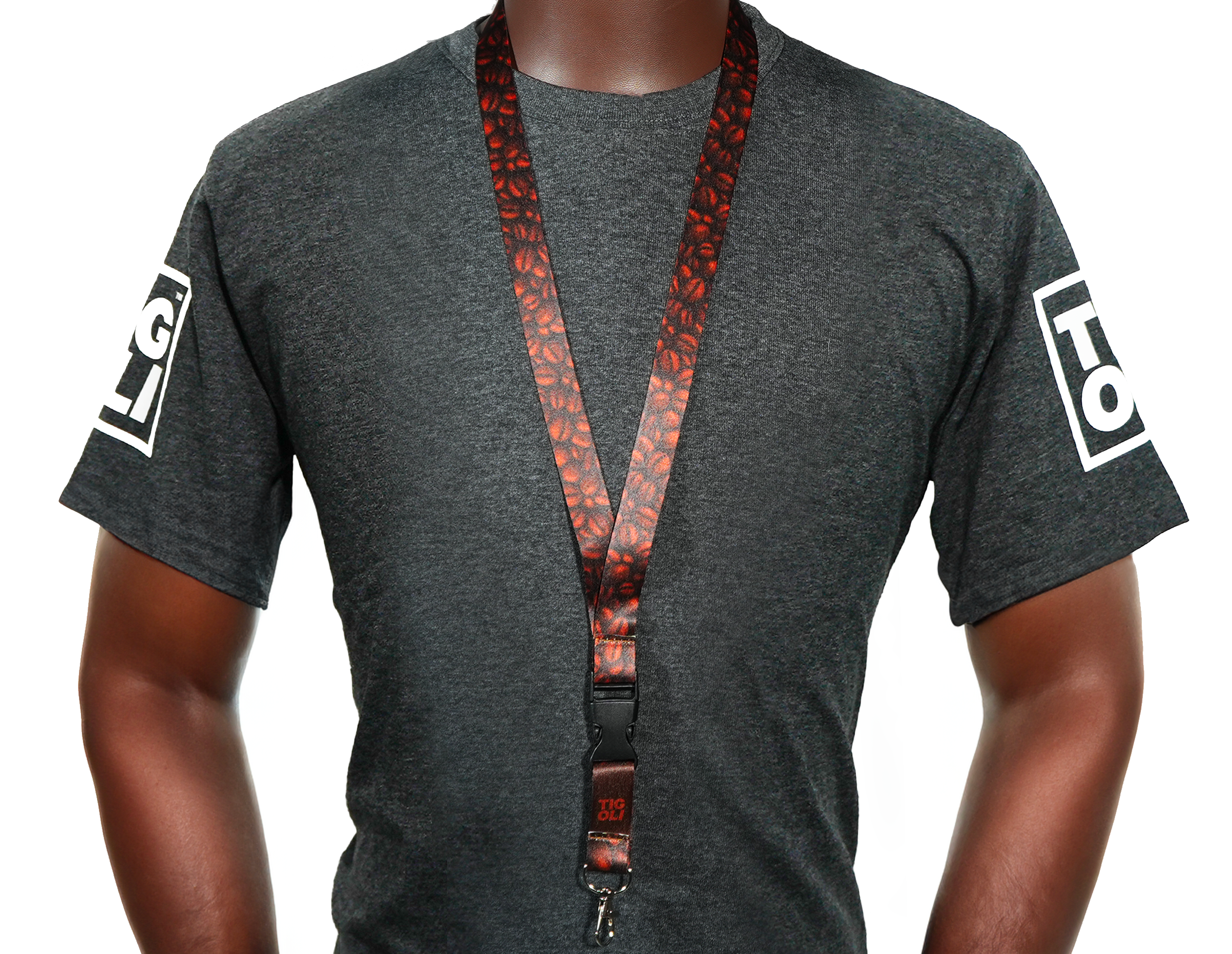 Coffee Bean Lanyard – Realistic Roasted Coffee Bean Print Neck Strap Secondary image