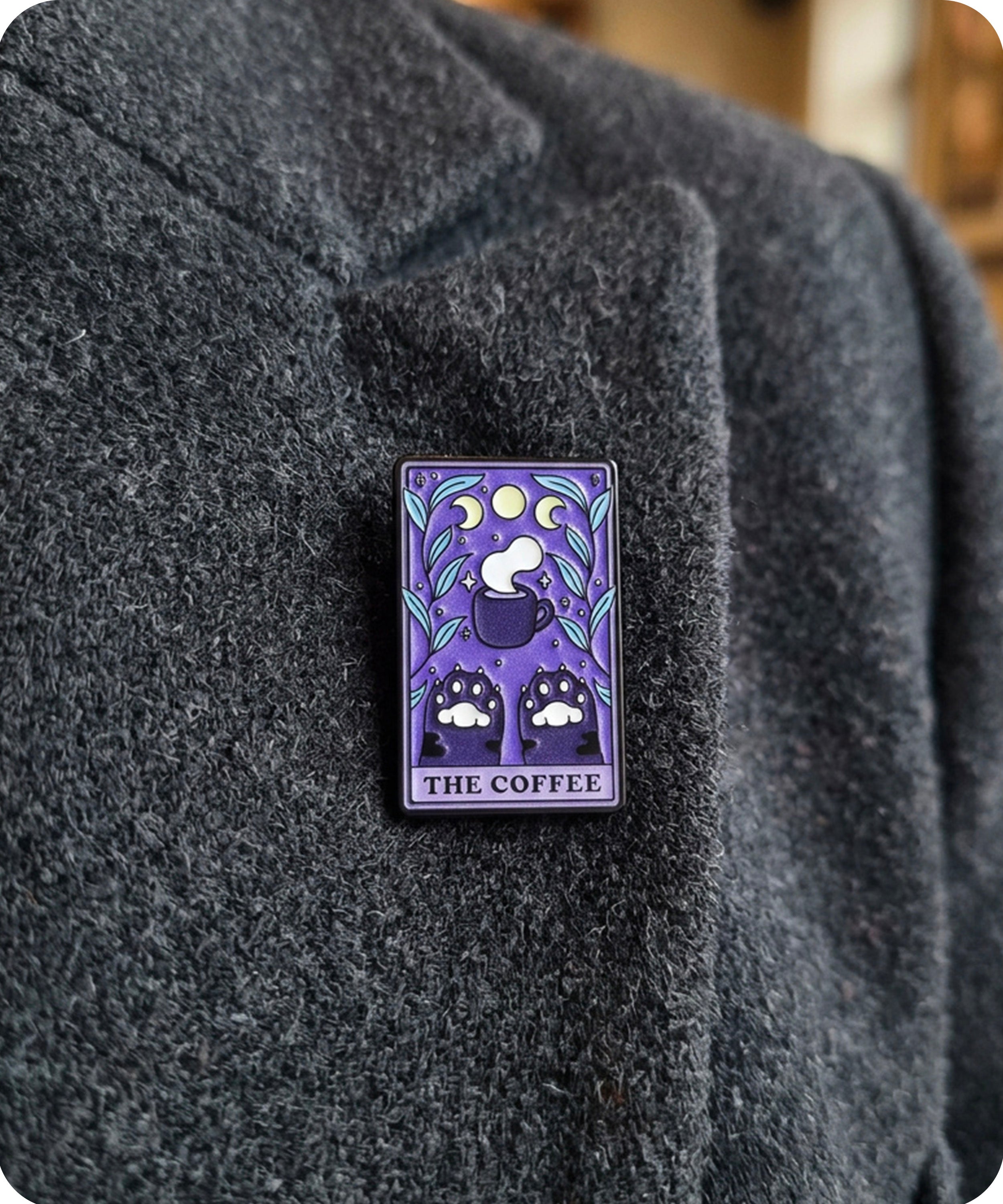 The Coffee Tarot Card Enamel Lapel Pin Badge