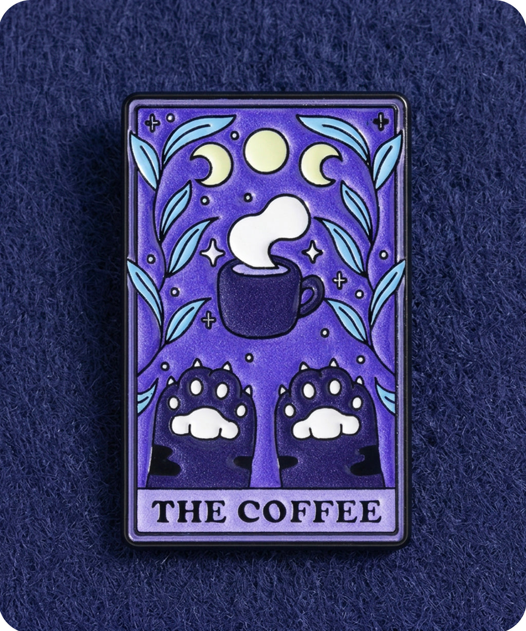 The Coffee Tarot Card Enamel Lapel Pin Badge