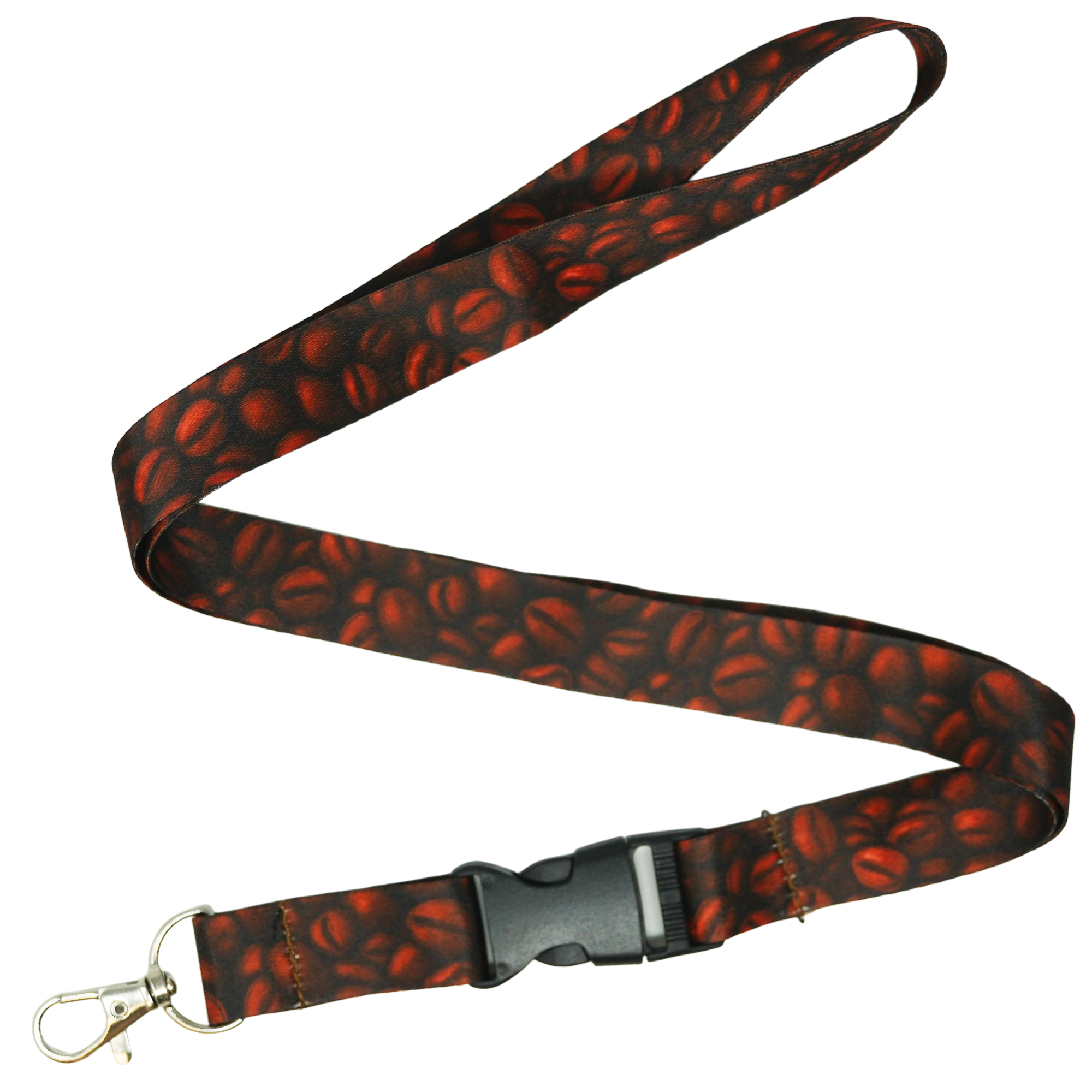 Coffee Bean Lanyard – Realistic Roasted Coffee Bean Print Neck Strap