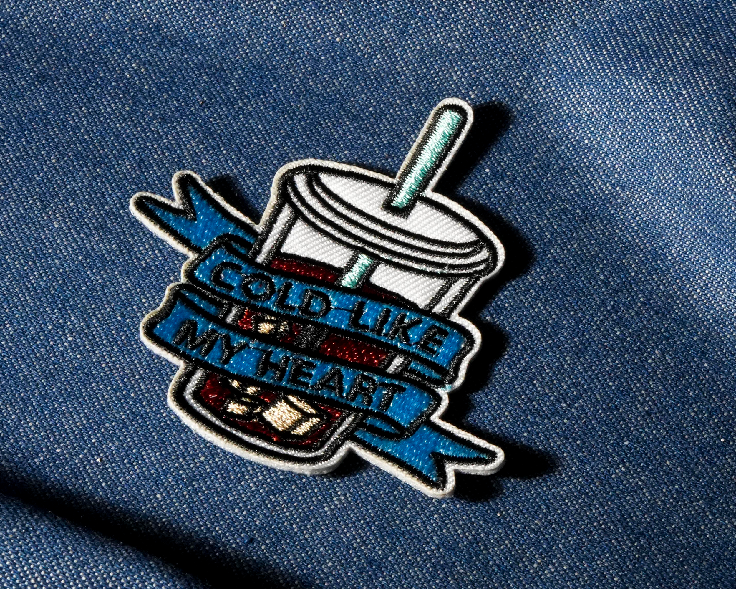 Iced Tea Coffee Cold Like My Heart Patch Iron On (7 x cm)