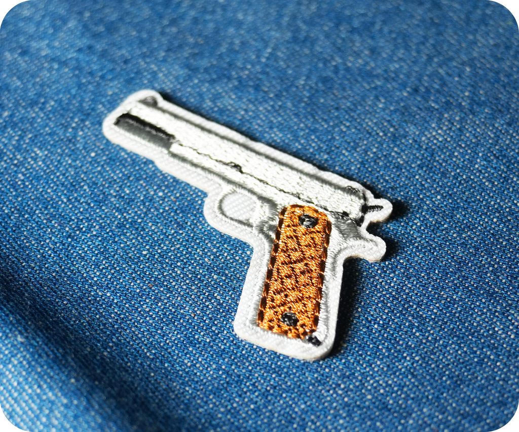 Colt M1911 Pistol Gun Iron On Patch (4.8 x 3.1cm)