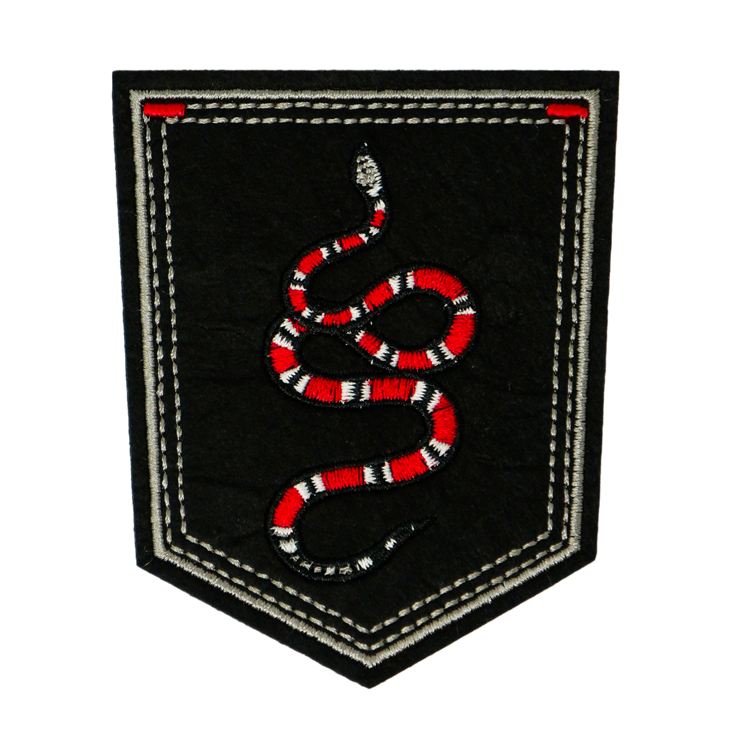Coral Snake On Black Shield Iron On Patch (9 x 7.6cm) Main image