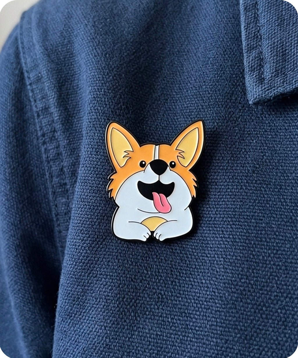 Cute Corgi Dog Enamel Lapel Pin Badge
