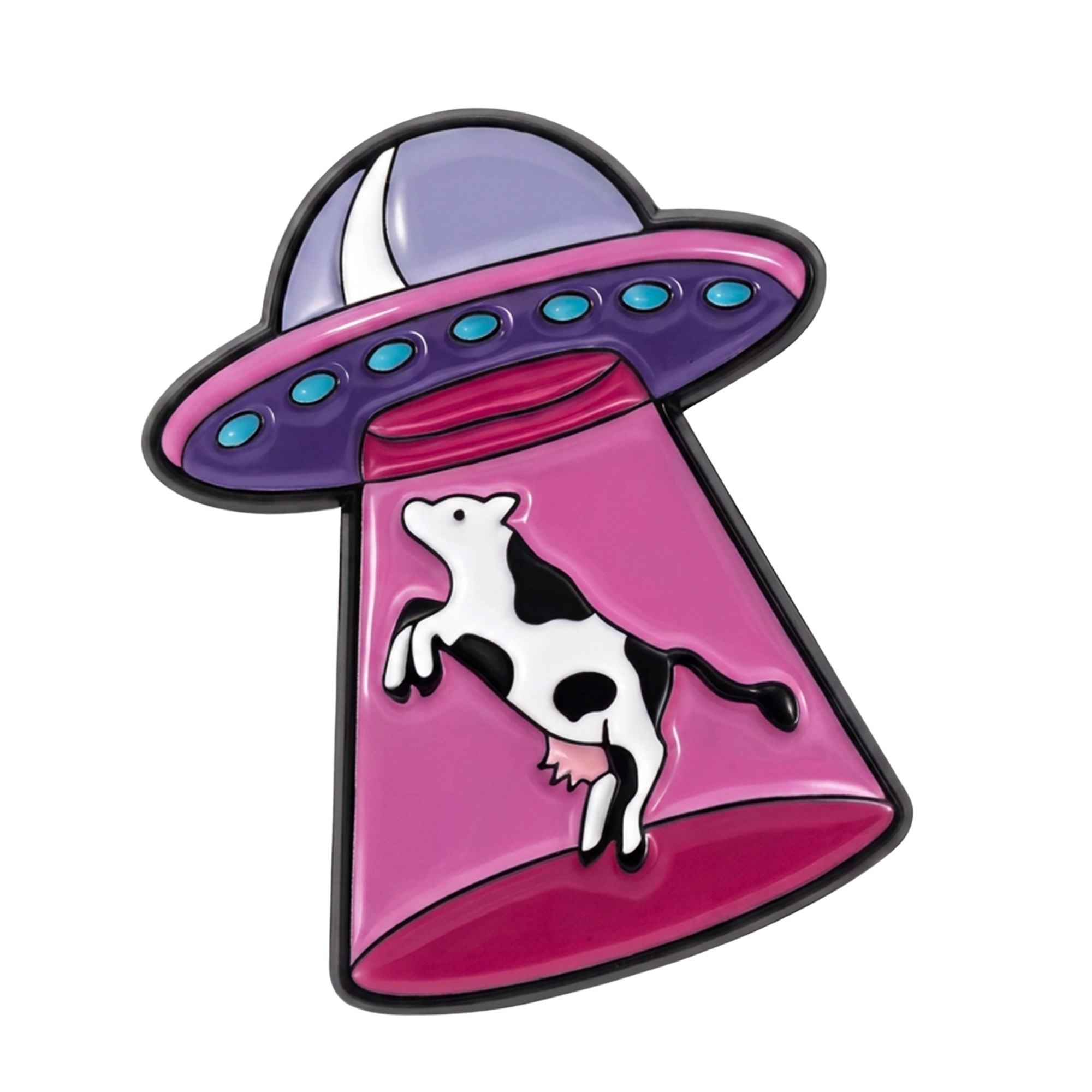 Cow Abduction UFO Enamel Lapel Pin Badge