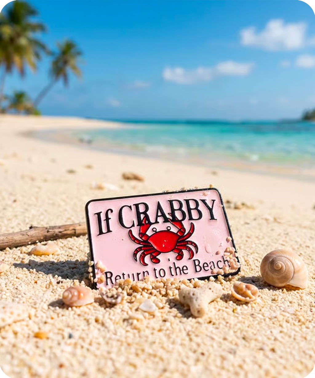 If Crabby Return to the Beach Enamel Pin Badge