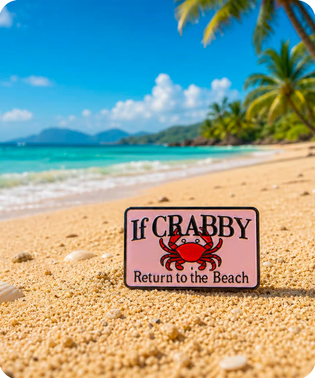 If Crabby Return to the Beach Enamel Pin Badge