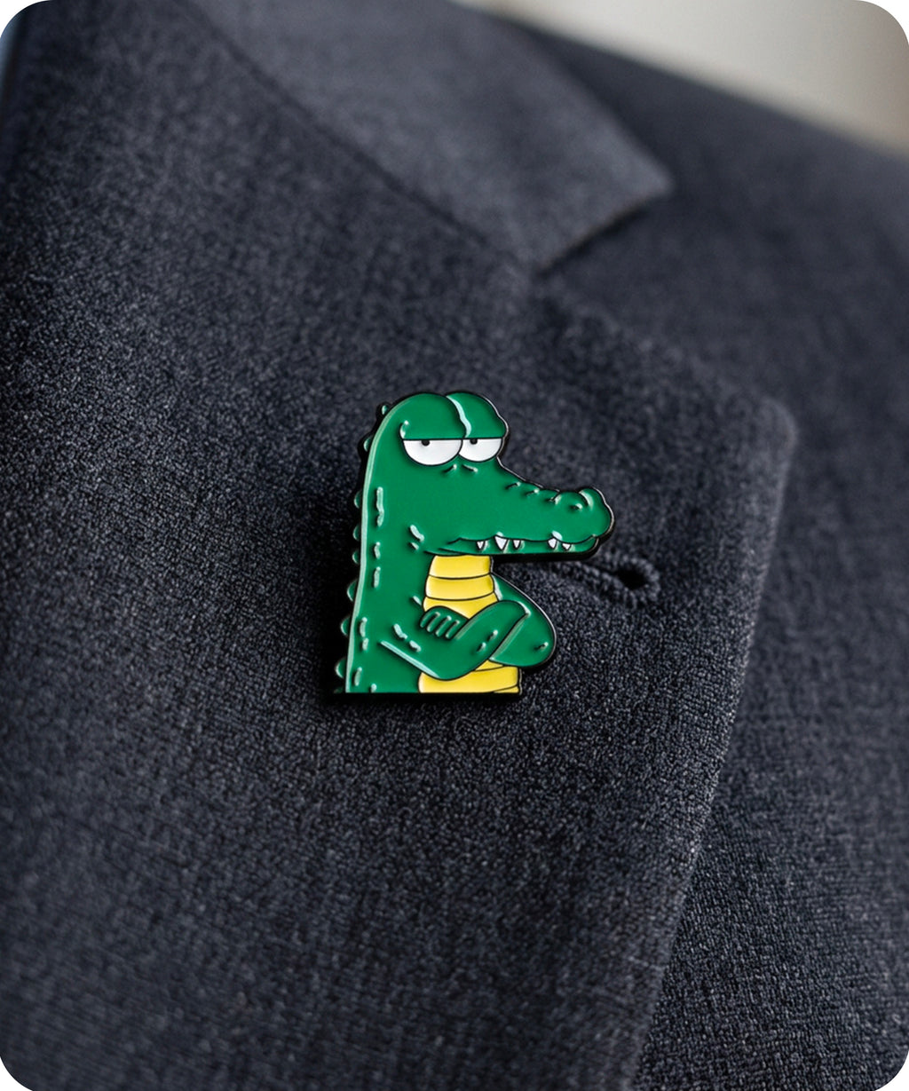 Funny Crocodile Enamel Lapel Pin Badge
