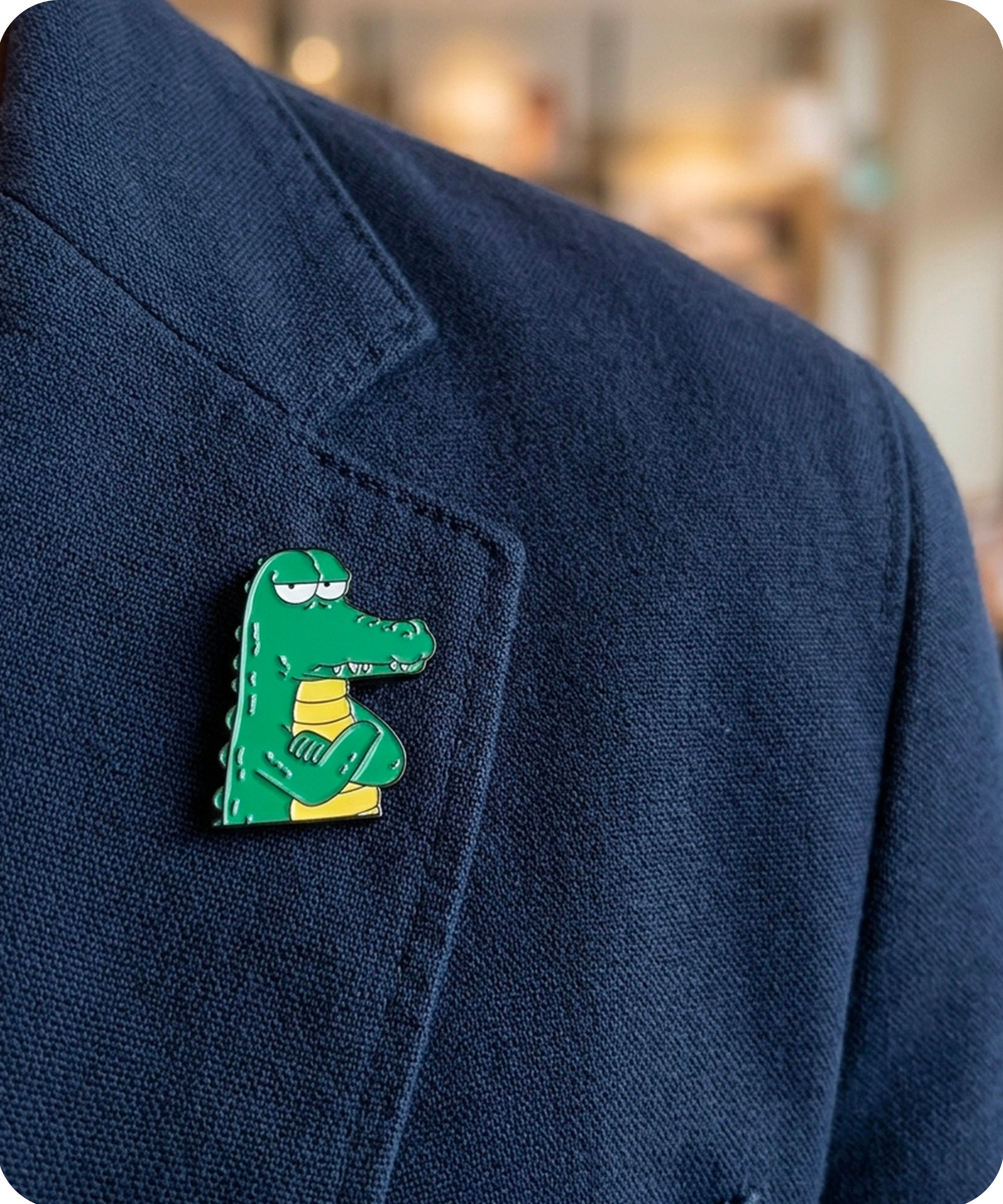 Funny Crocodile Enamel Lapel Pin Badge