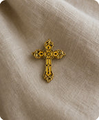 Gold Christian Cross Enamel Pin Badge