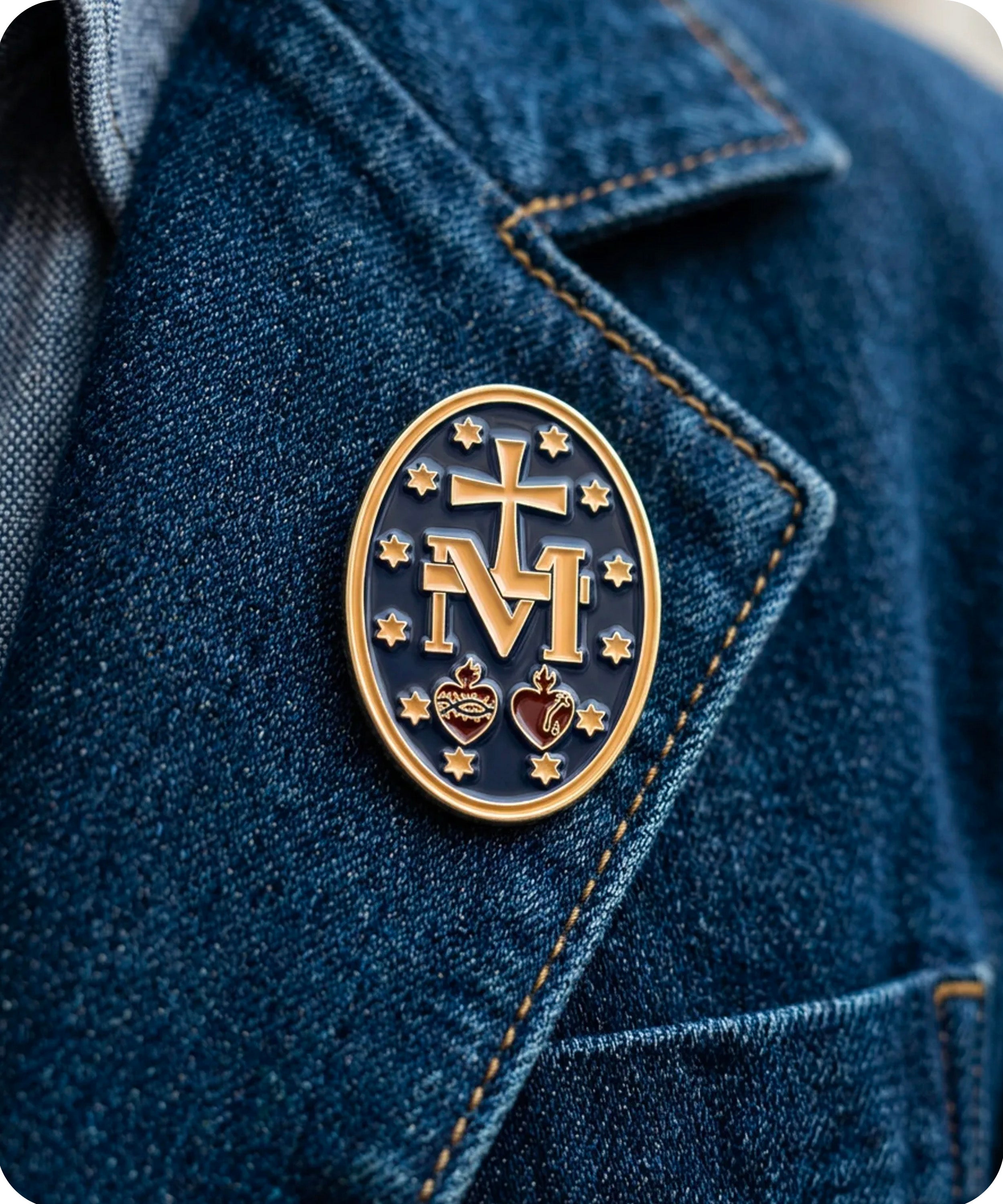 Miraculous Medal Enamel Lapel Pin Badge