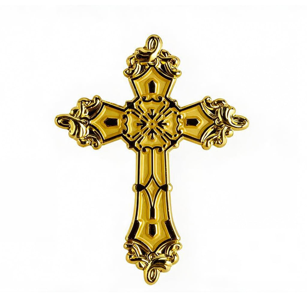 Gold Christian Cross Enamel Pin Badge