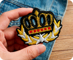 Crown Maritime Oak Leaf Navy Iron On Patch (6 x 4.5cm)