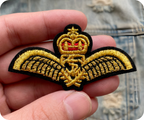 Gold Crown With Wings Military Naval Iron On Patch (7.5 x 4cm)