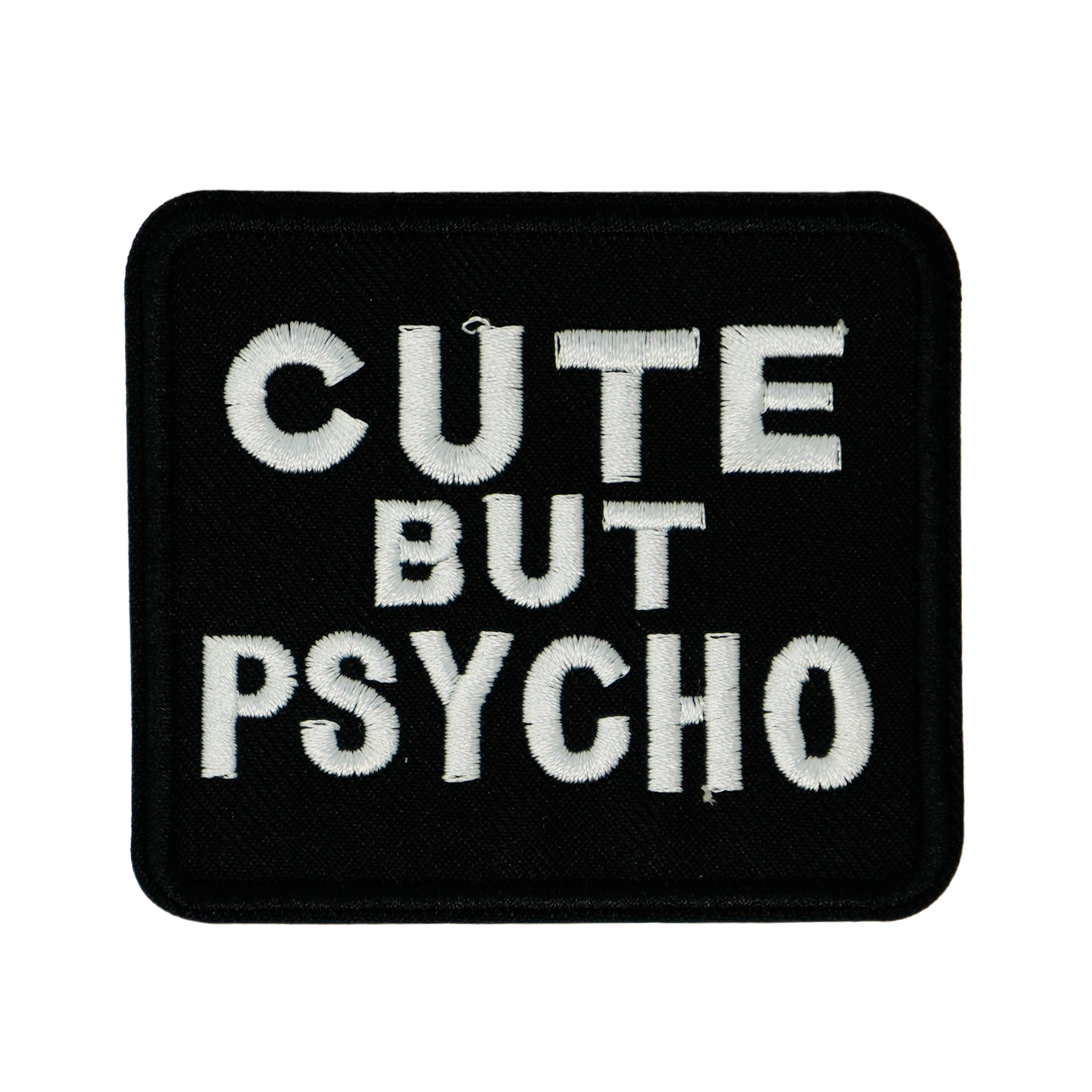 Cute But Psycho Black Iron On Patch (10 x 7cm) Main image