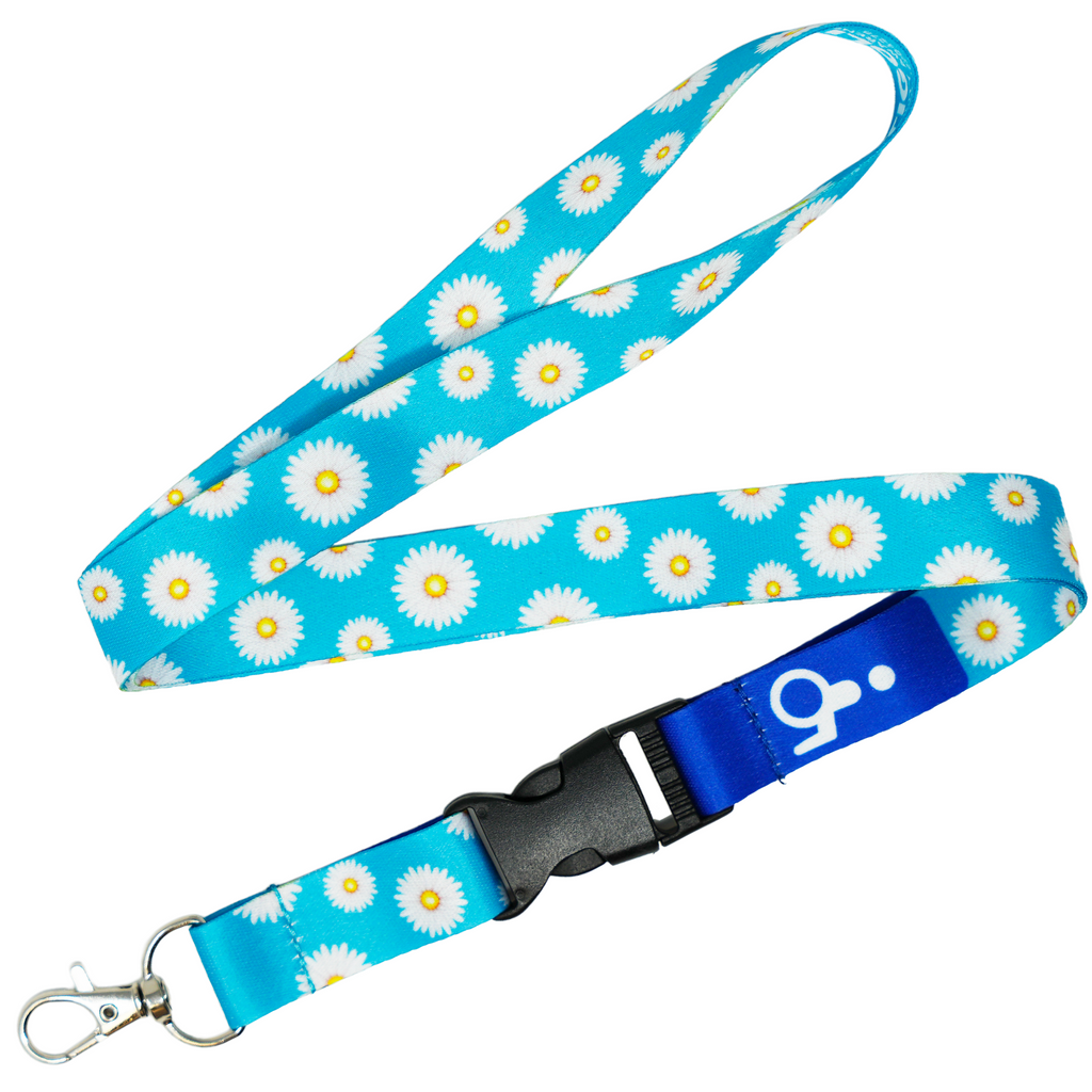 Disability Awareness Blue Daisy Flower Lanyard