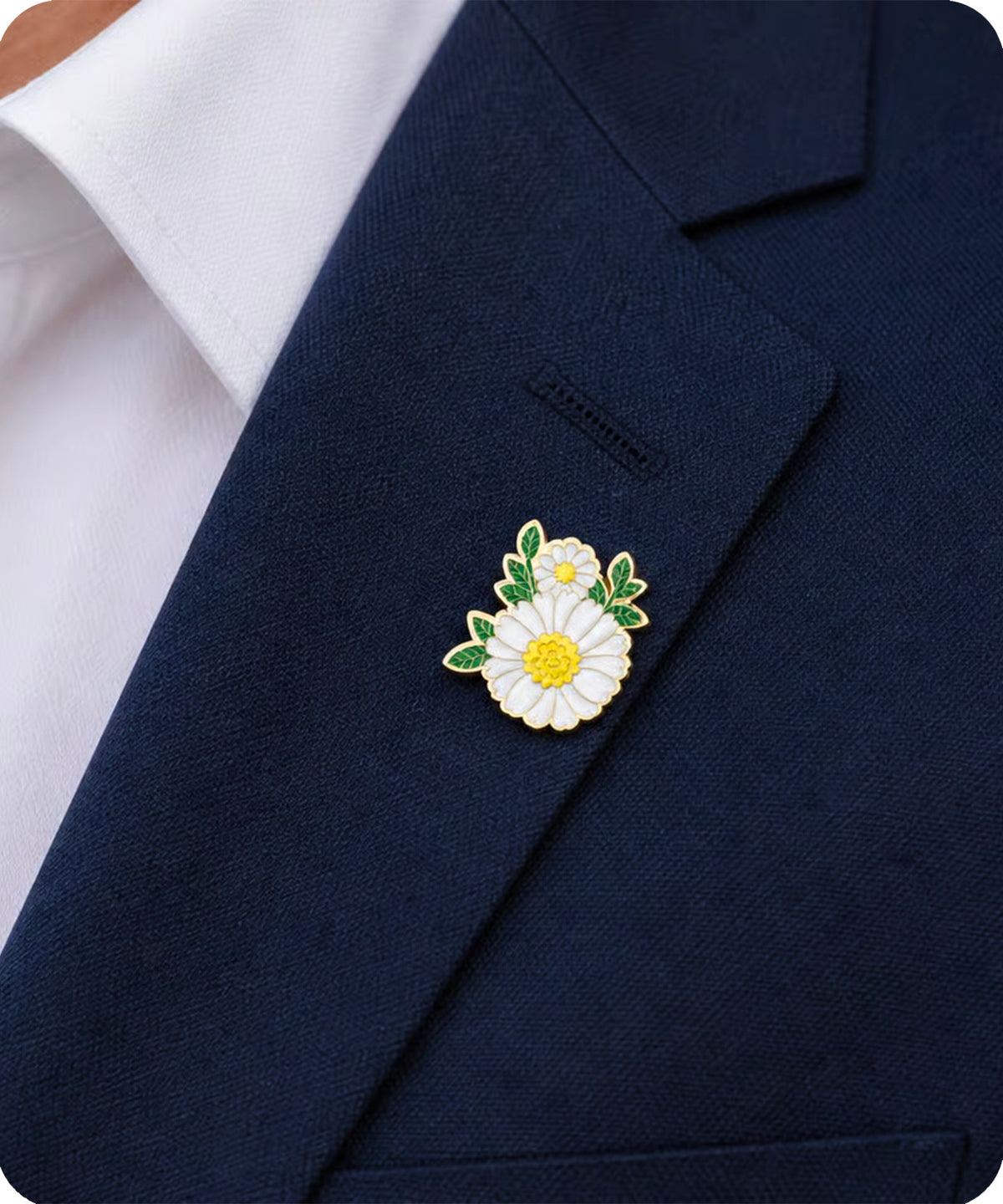 White Daisy Flower Enamel Pin Badge