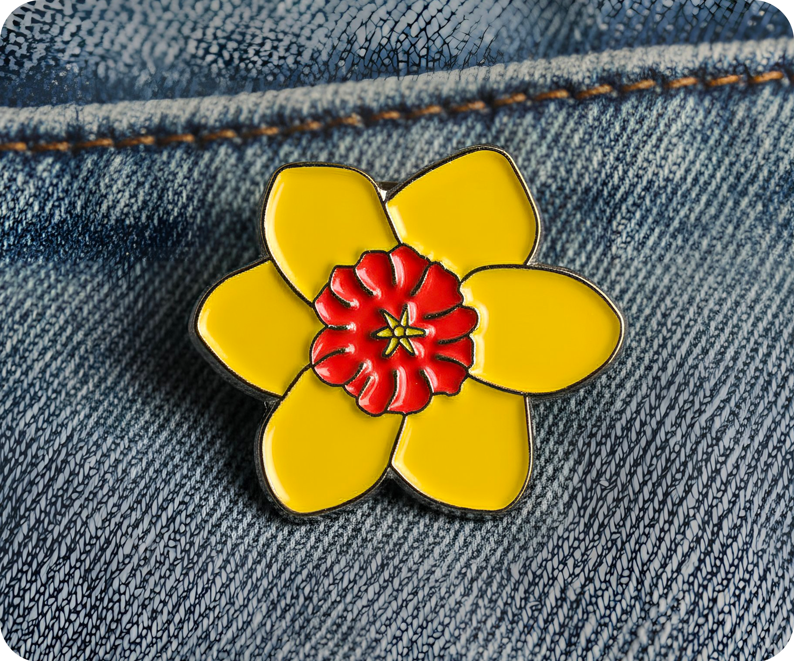 Pin con flor de narciso amarillo Imagen secundaria del producto