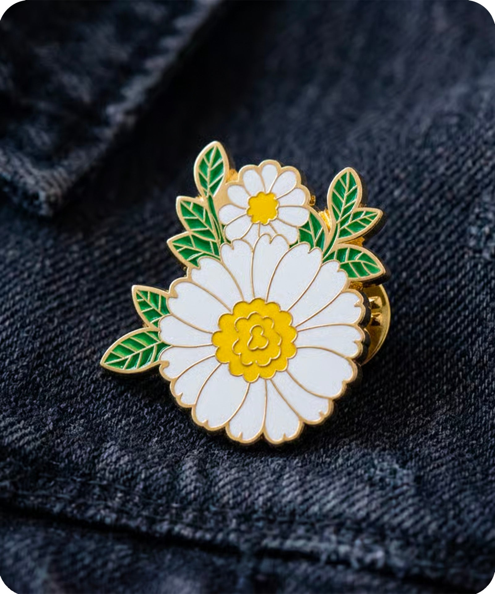 White Daisy Flower Enamel Pin Badge Secondary image