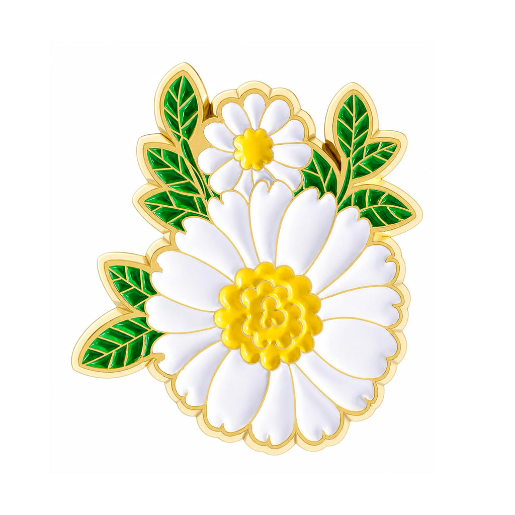 White Daisy Flower Enamel Pin Badge