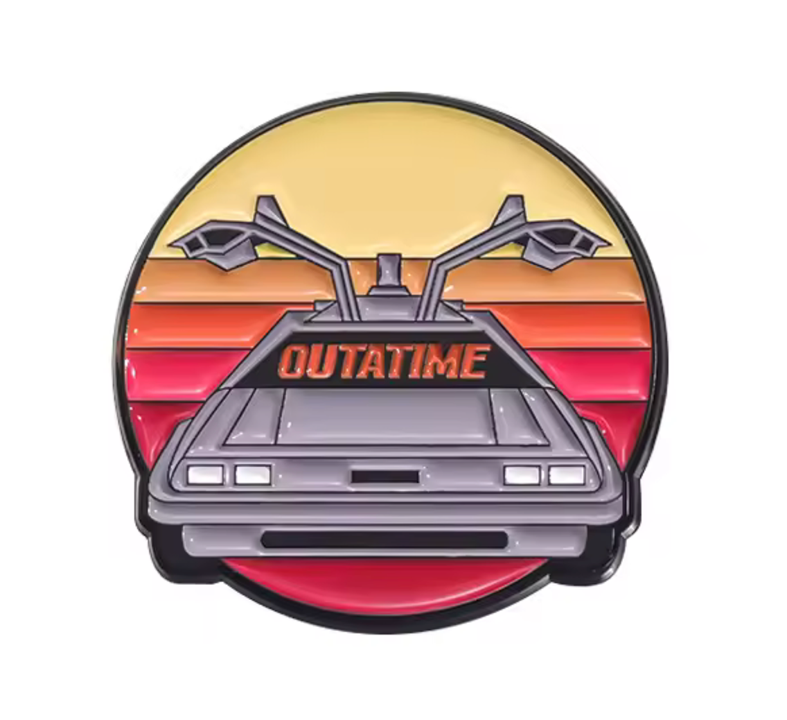 OUTATIME Sunset Round Pin Badge