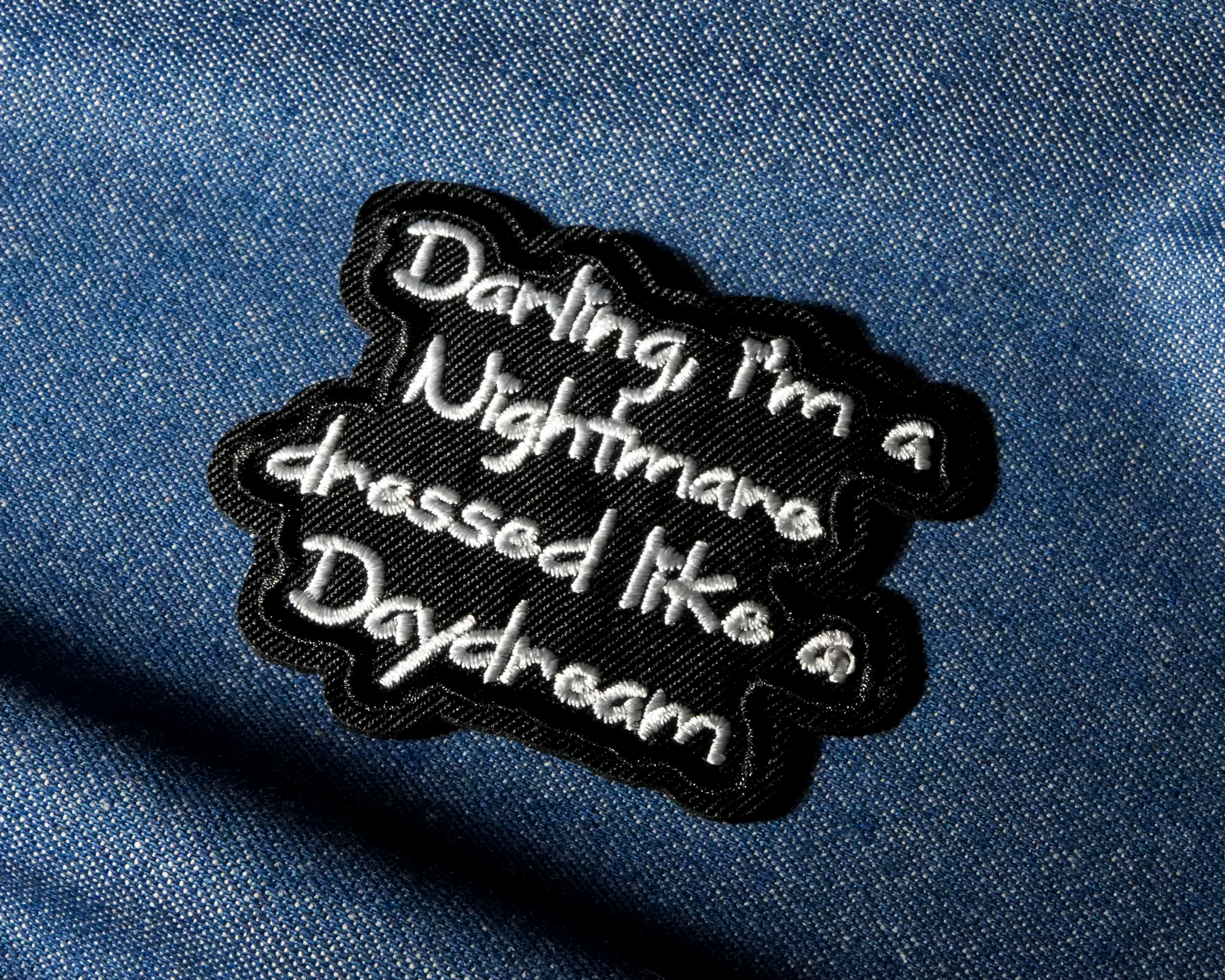 Darling I'm A Nightmare Dressed As a Daydream Patch Iron On (7 x 5cm) Secondary image
