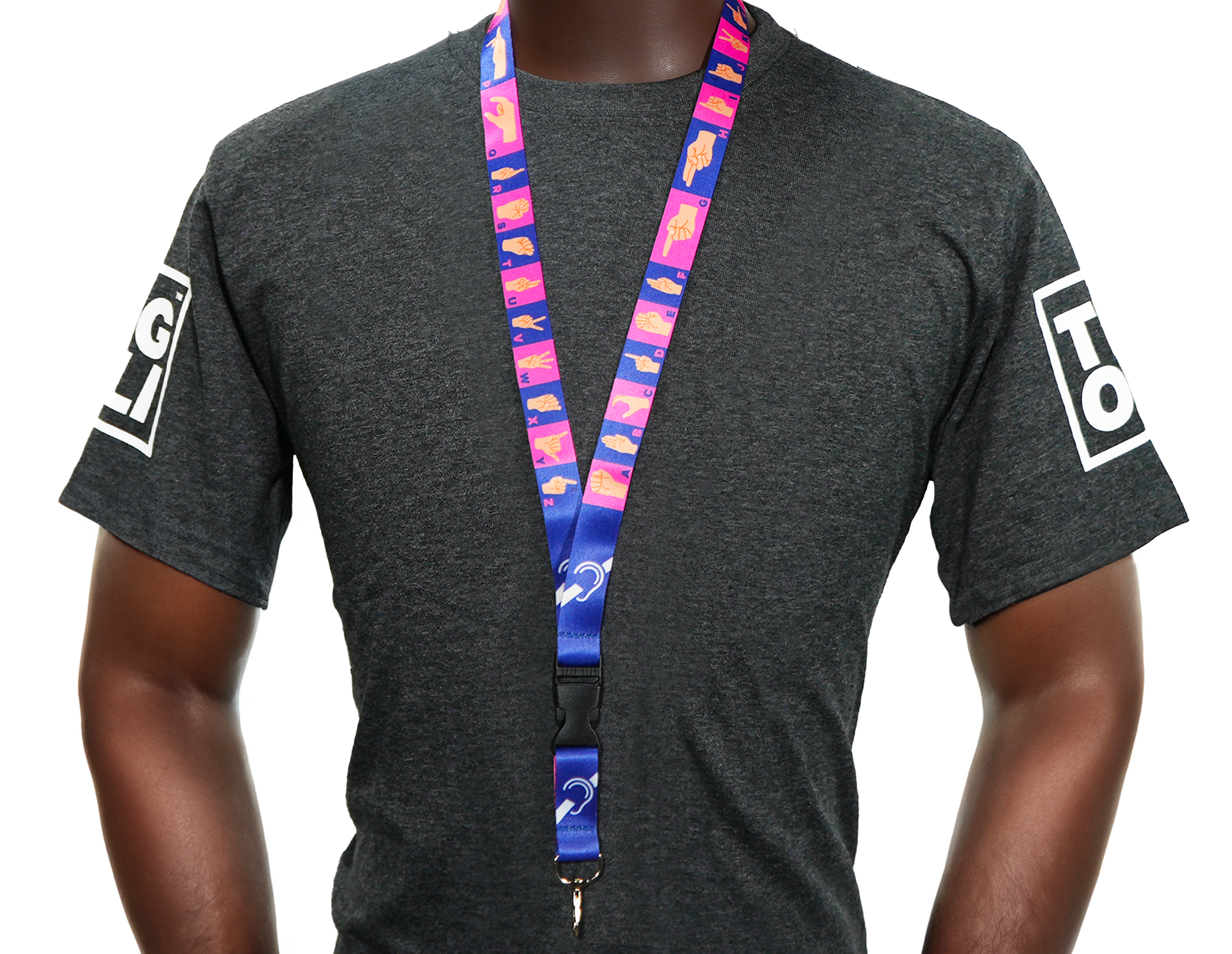 Deaf Awareness Hard Of Hearing Sign Language Symbol Lanyard Secondary image