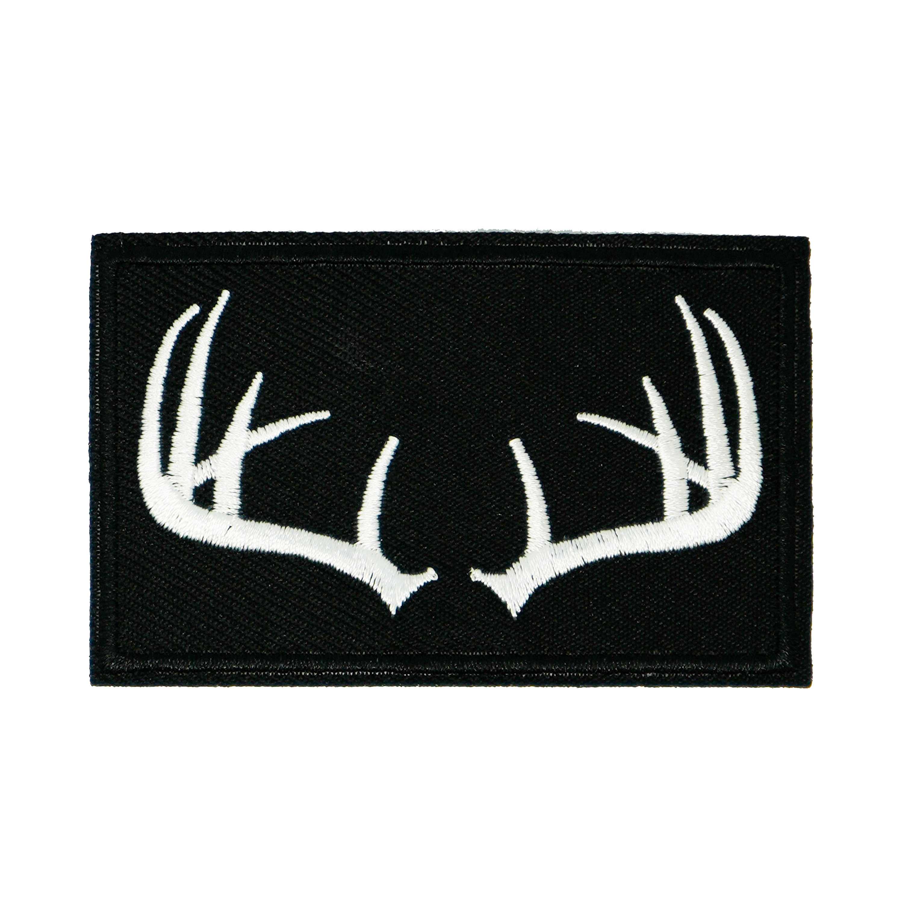 Deer Antlers Hunting Black Iron On Patch (7.8 x 5cm) Main image