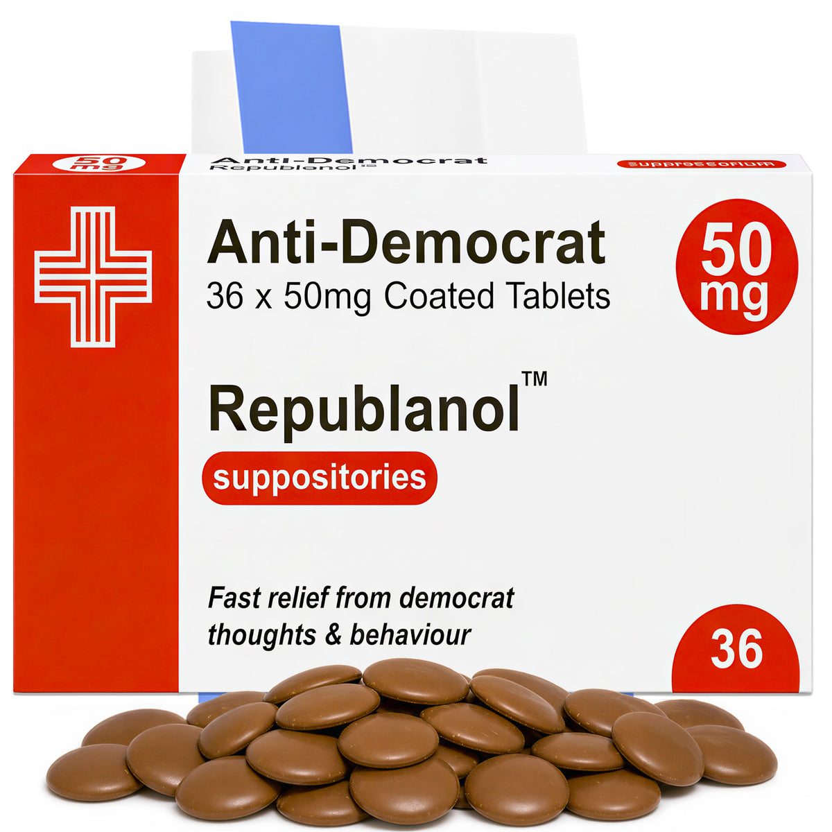 Anti-Democrat Prescription Milk Chocolate, 36g | Vegetarian Main image
