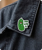 Dill With It Funny Pickle Cat Enamel Lapel Pin Badge