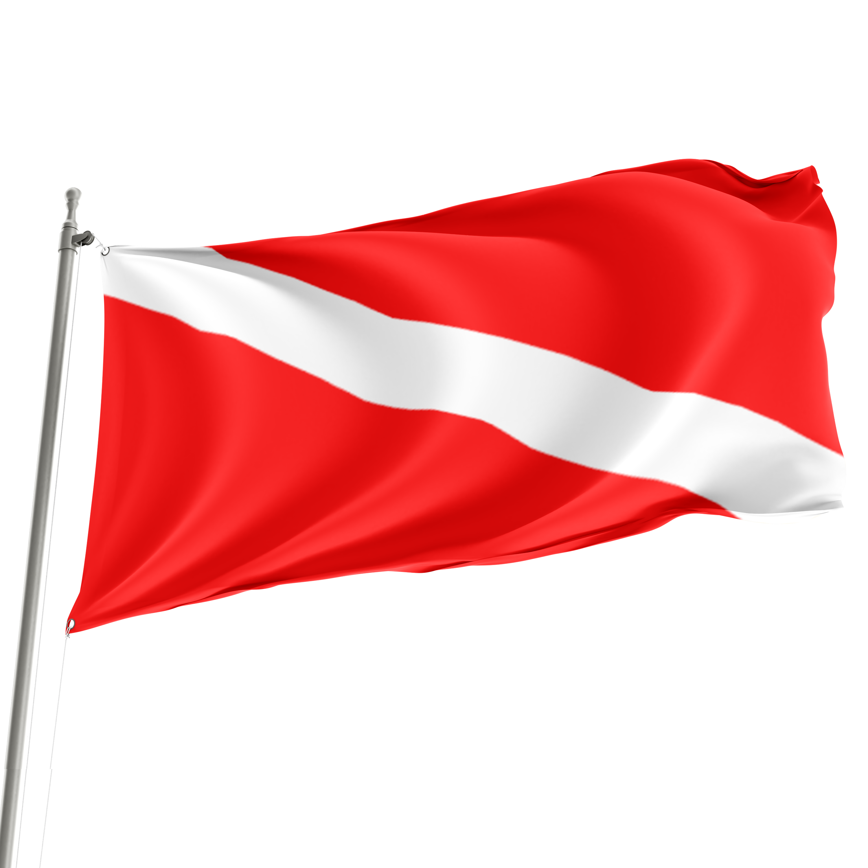 A red and white diver down flag waving in the wind. Imagen principal del producto
