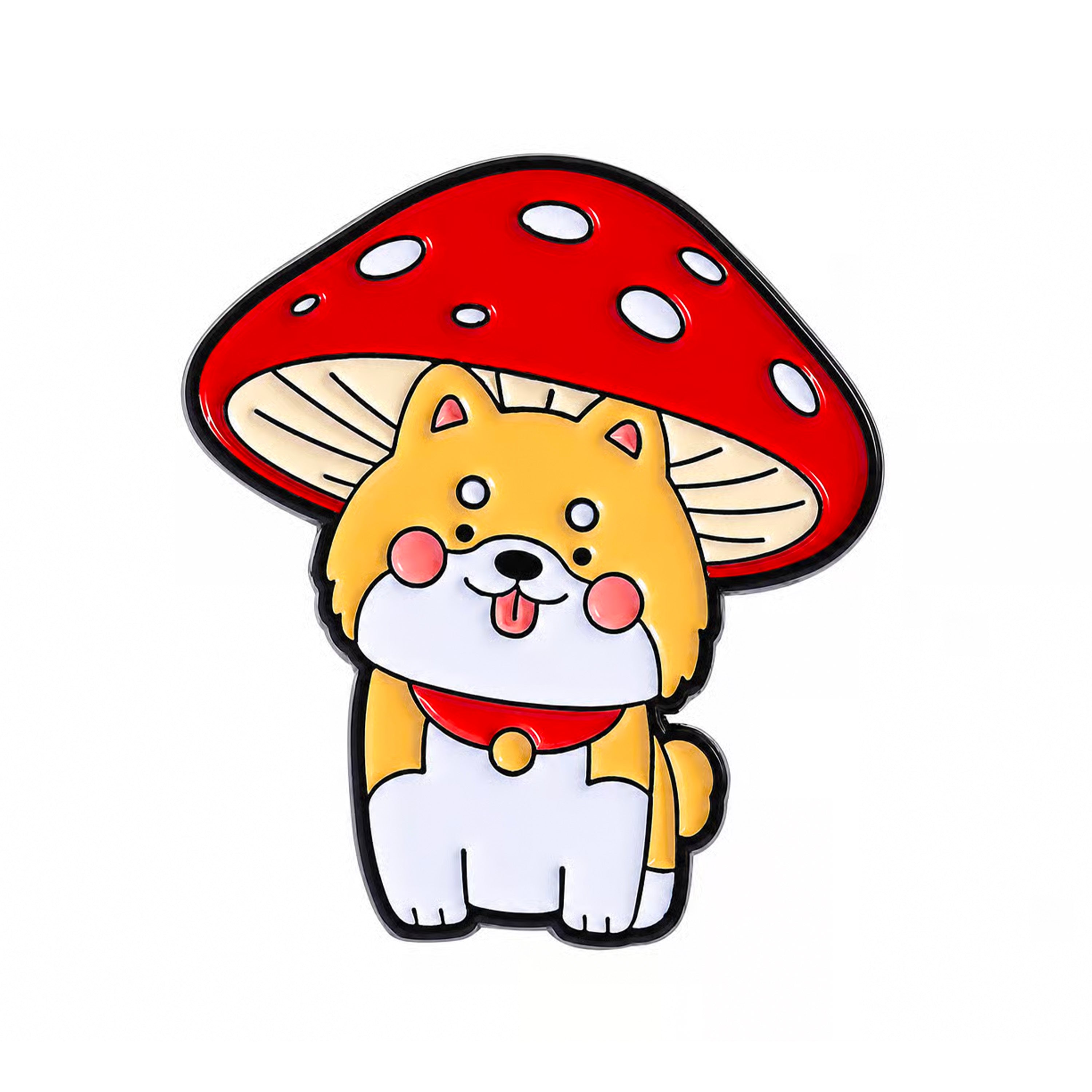 Cute Shiba Inu Mushroom Enamel Pin Badge