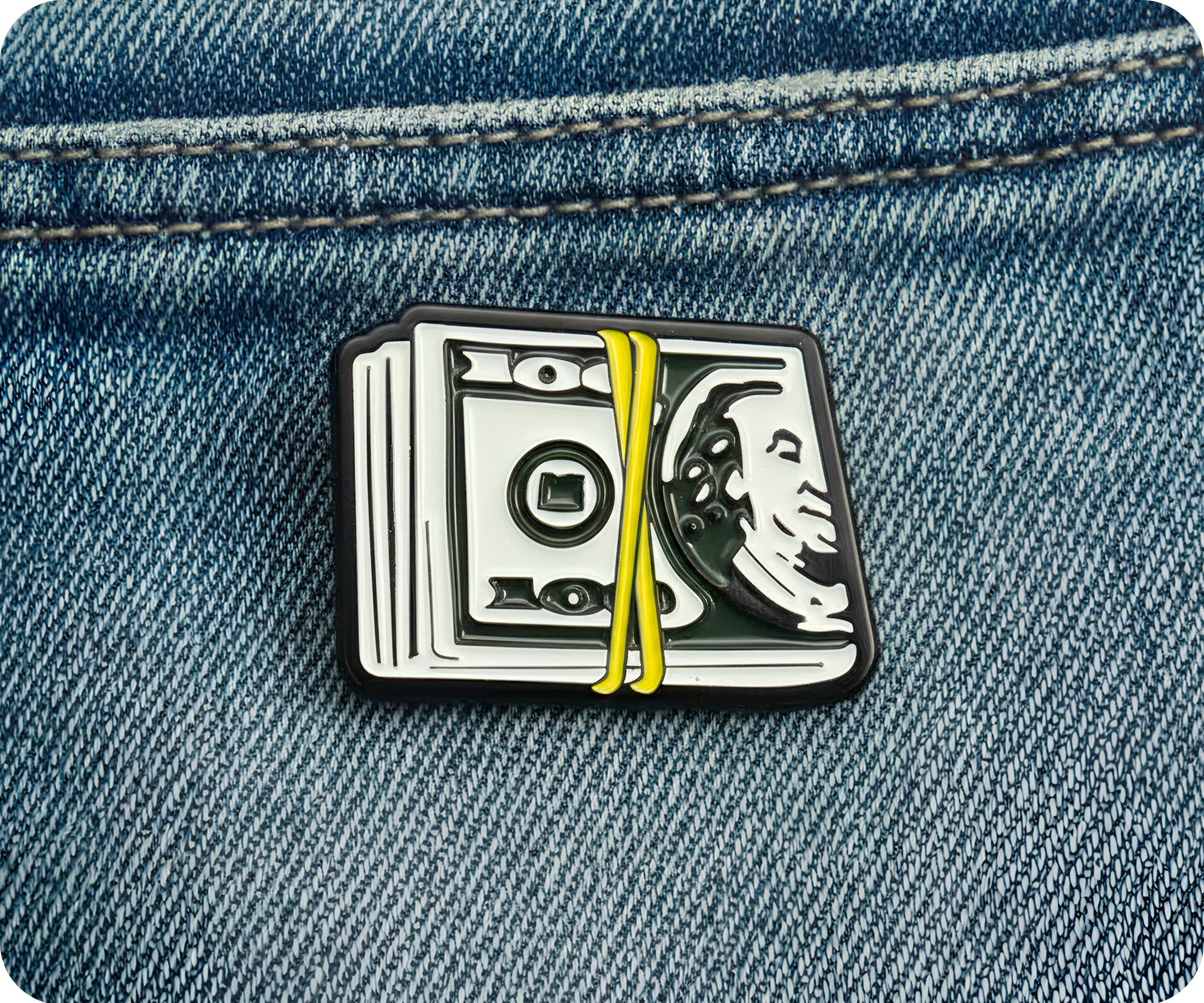 $100 Dollar Money Stack Pin Badge Secondary image