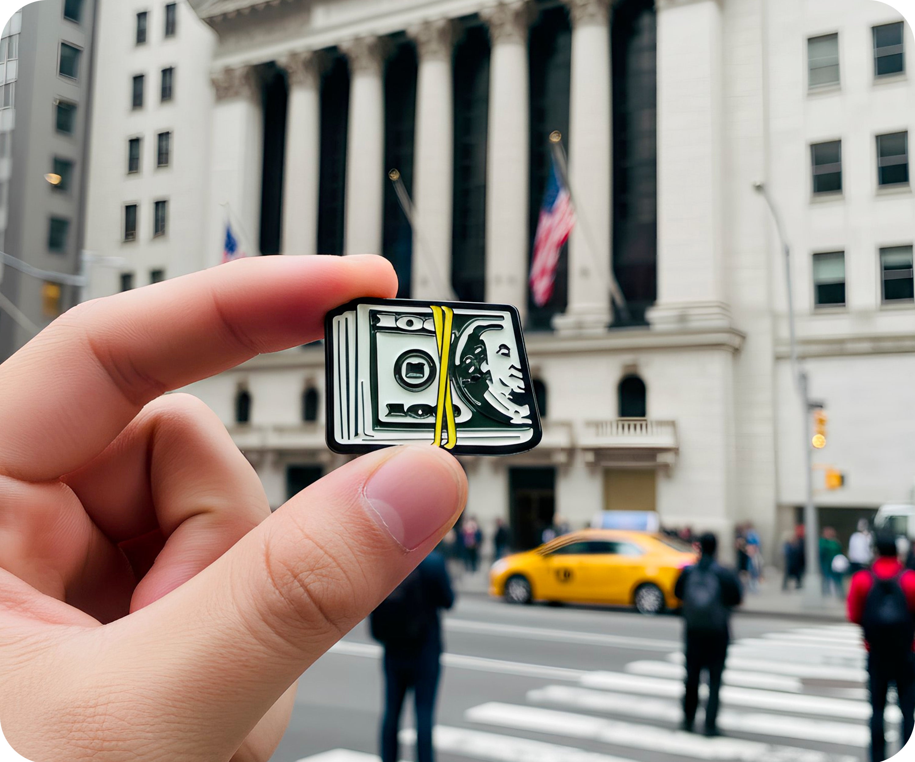 $100 Dollar Money Stack Pin Badge