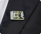 $100 Dollar Money Stack Pin Badge