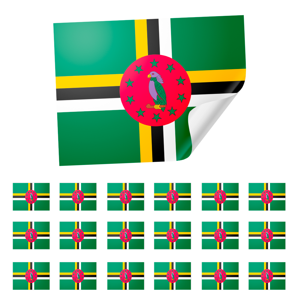 20 X Dominica Flag Stickers