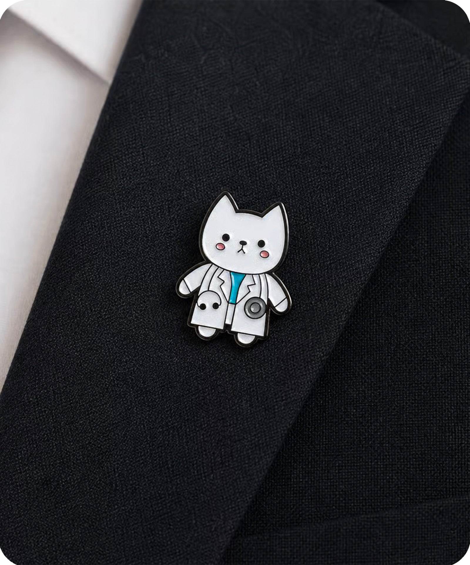 Cute Doctor Cat Enamel Pin Badge Secondary image