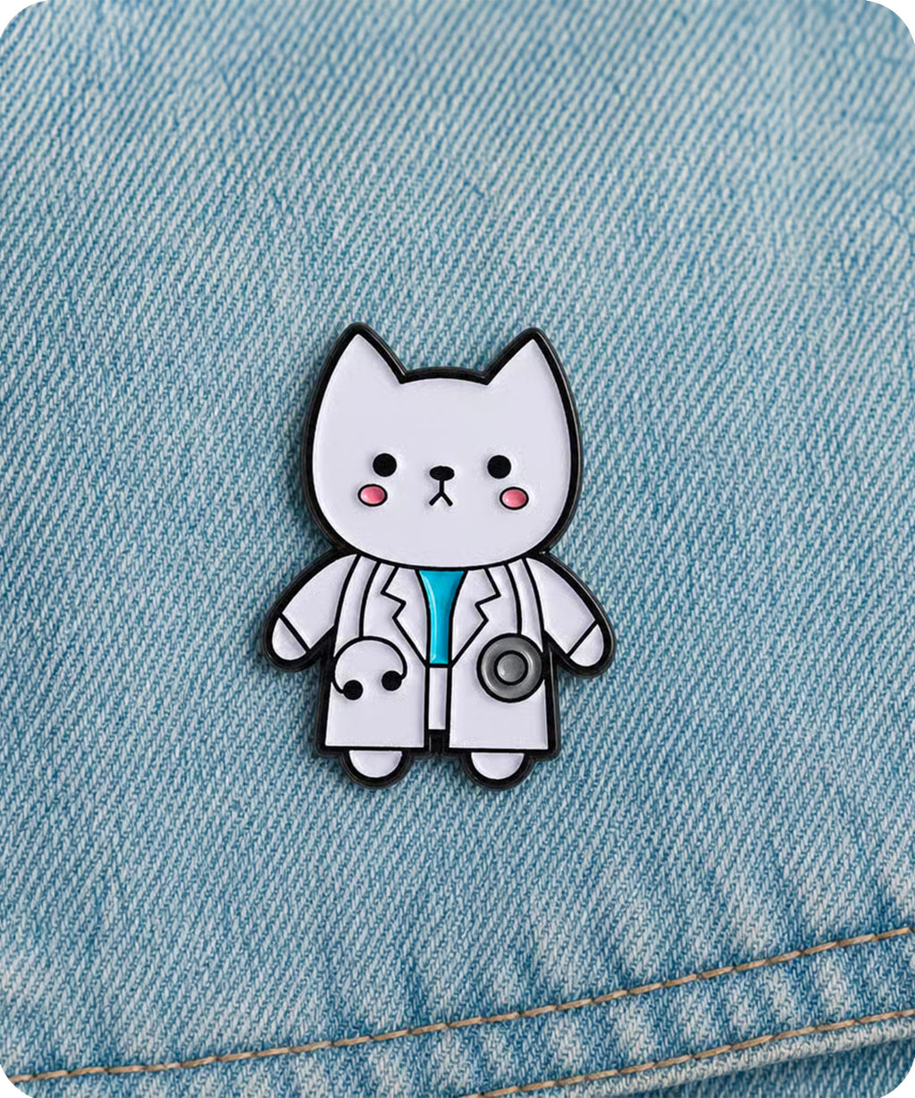 Cute Doctor Cat Enamel Pin Badge