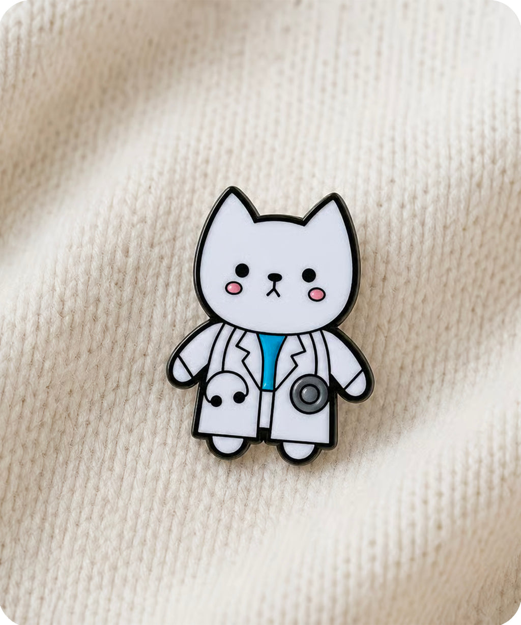 Cute Doctor Cat Enamel Pin Badge
