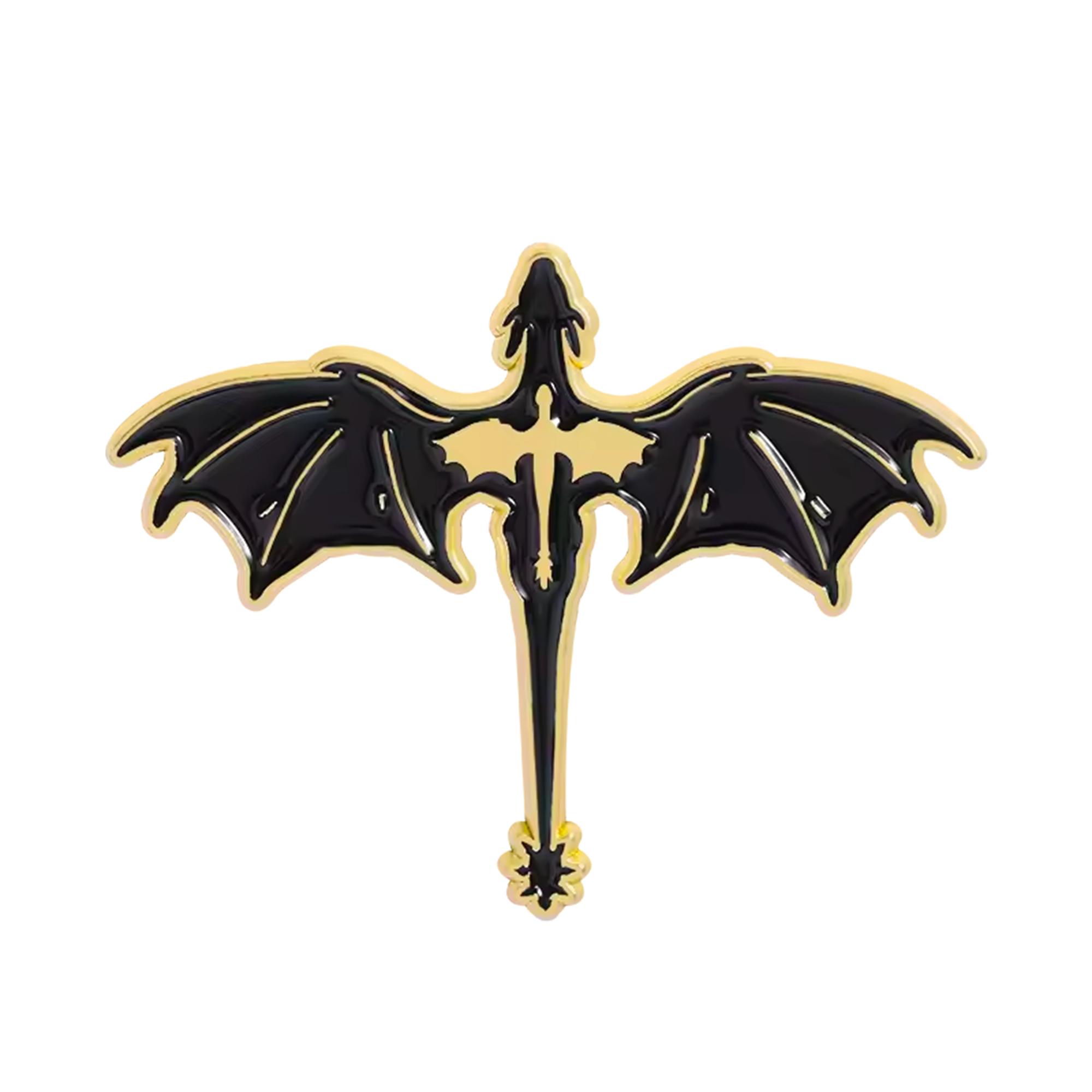 Insignia de metal negra "Dragón en fantasía mágica" Imagen principal del producto