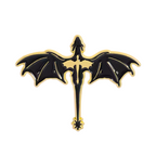 Insignia de metal negra "Dragón en fantasía mágica"