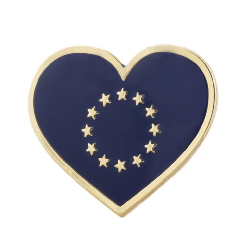European Love Heart Flag Pin Badge