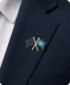 European Union & United Nations Crossed Flags Enamel Pin Badge