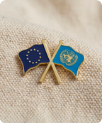 European Union & United Nations Crossed Flags Enamel Pin Badge