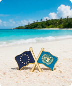 European Union & United Nations Crossed Flags Enamel Pin Badge