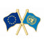 European Union & United Nations Crossed Flags Enamel Pin Badge