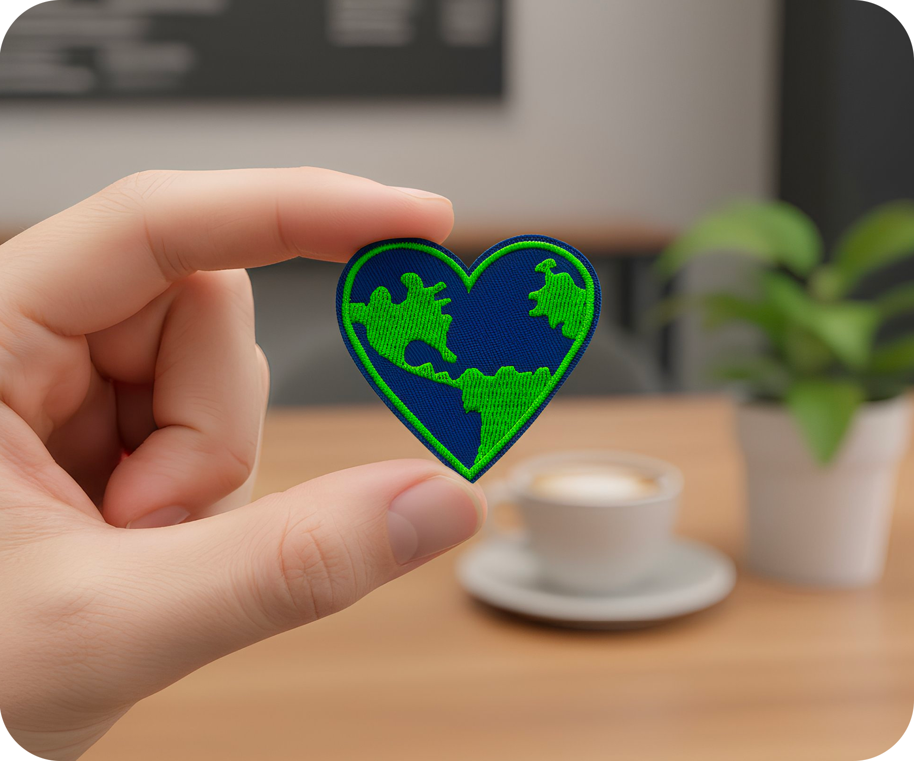 Love Heart Earth Planet Climate Iron On Patch (6 x 6cm) Secondary image