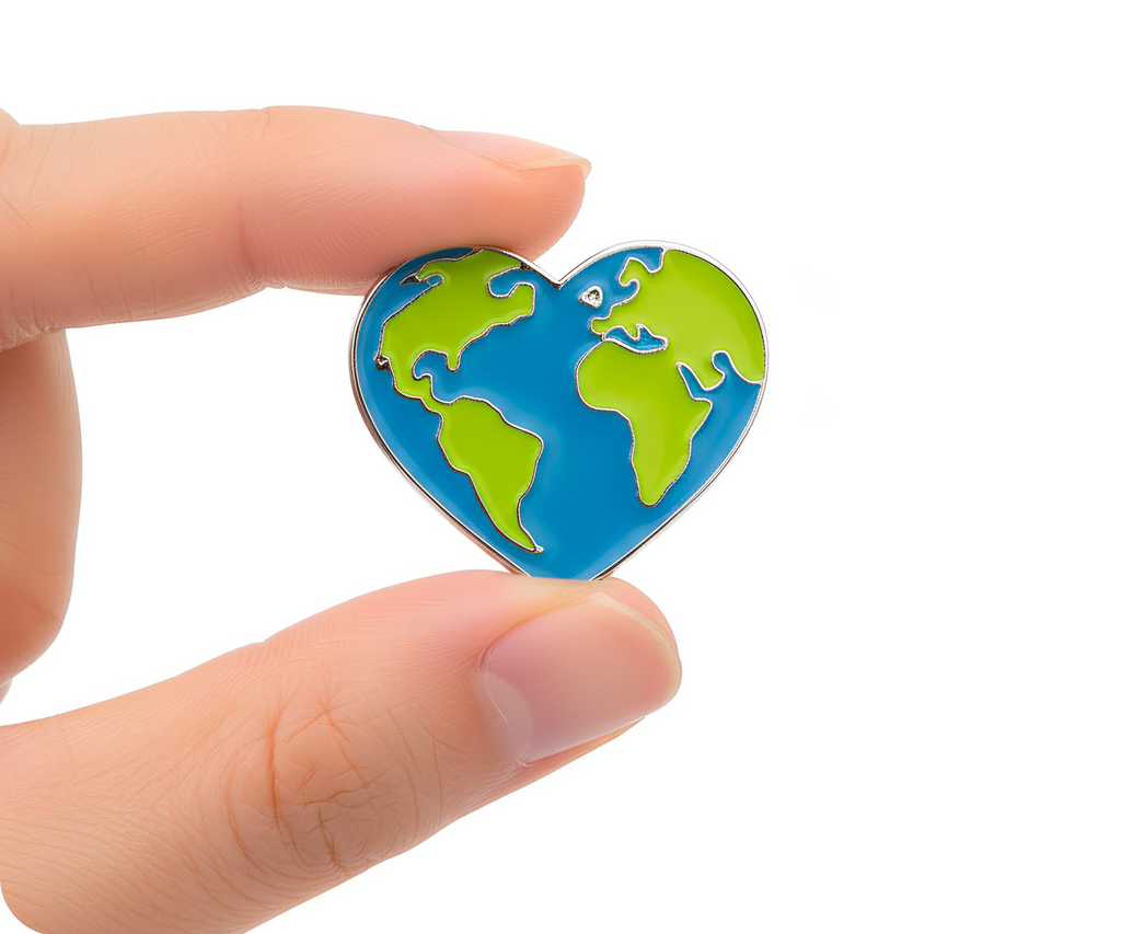 Earth Love Heart Pin Badge