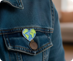 Earth Love Heart Pin Badge